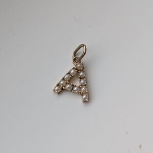Mejuri 14k Gold and Pearl Initial A Pendant